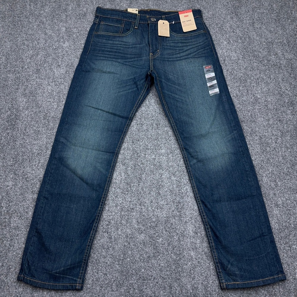 NEW Levi's 502 Taper Jeans Men's 31x30 Blue Medium Wash Stretch Denim‎ Fade